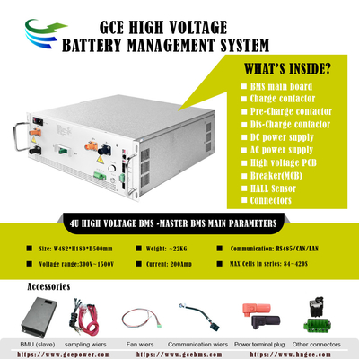 Alta tensão BMS 304S972.8V 250A Lifepo4 BMS 1500V Sistema de gerenciamento de bateria para UPS BESS Rack Energia de bateria de lítio