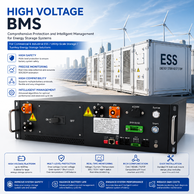 Sistema de gerenciamento de bateria de equilíbrio ativo GCE BMS 30S – 256S de alta tensão, 100A 200A 300A Master Slave LiFePO4 HV BMS para sistema de armazenamento de energia de bateria (BESS), ESS, UPS, armazenamento solar, microrrede e